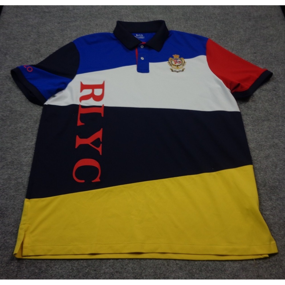 Polo Ralph Lauren Shirt Men XL Crest Nautical Yacht Performance Polo Classic Fit